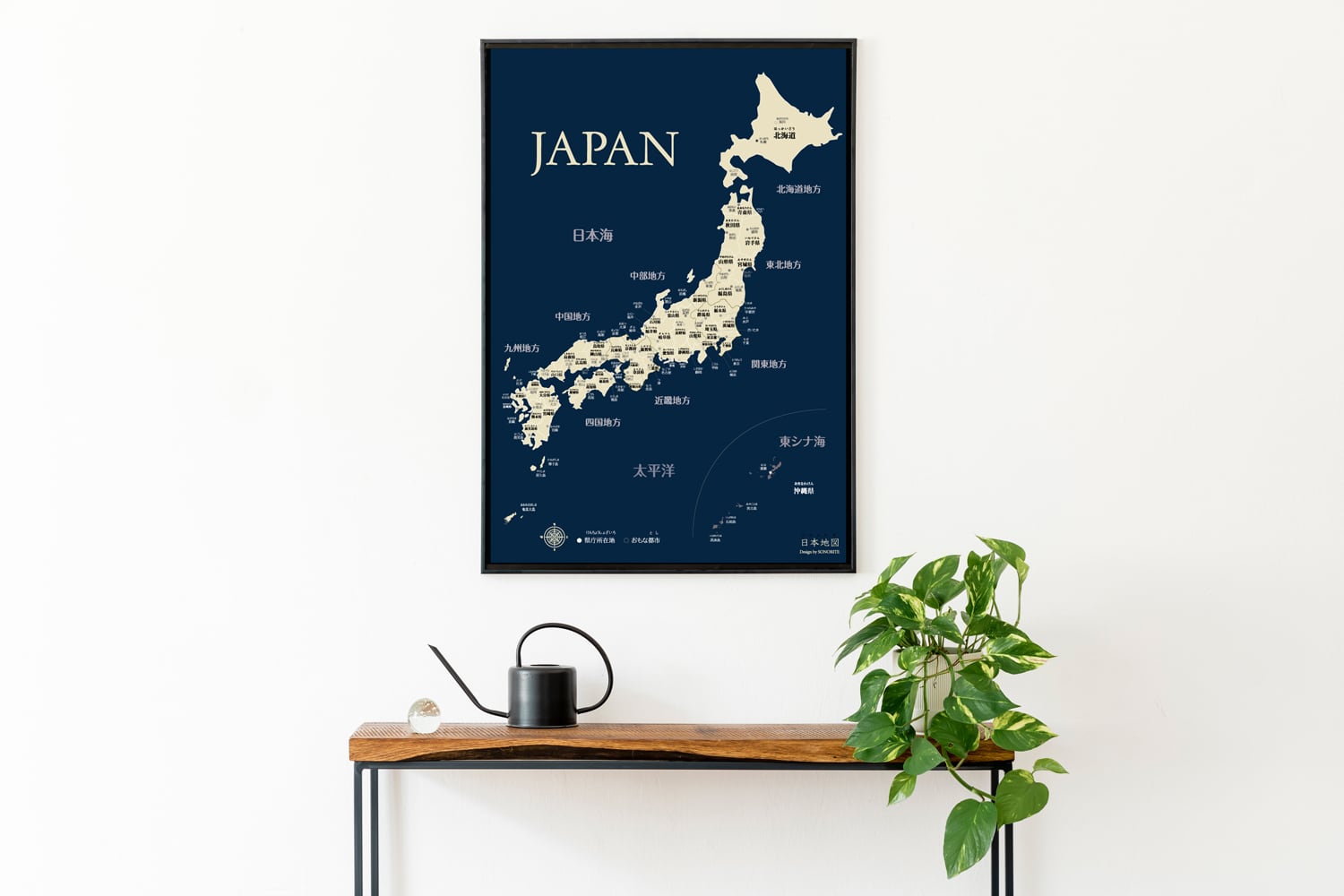 送料無料】ネイビー版 日本地図 A2サイズ ポスター 【受注生産
