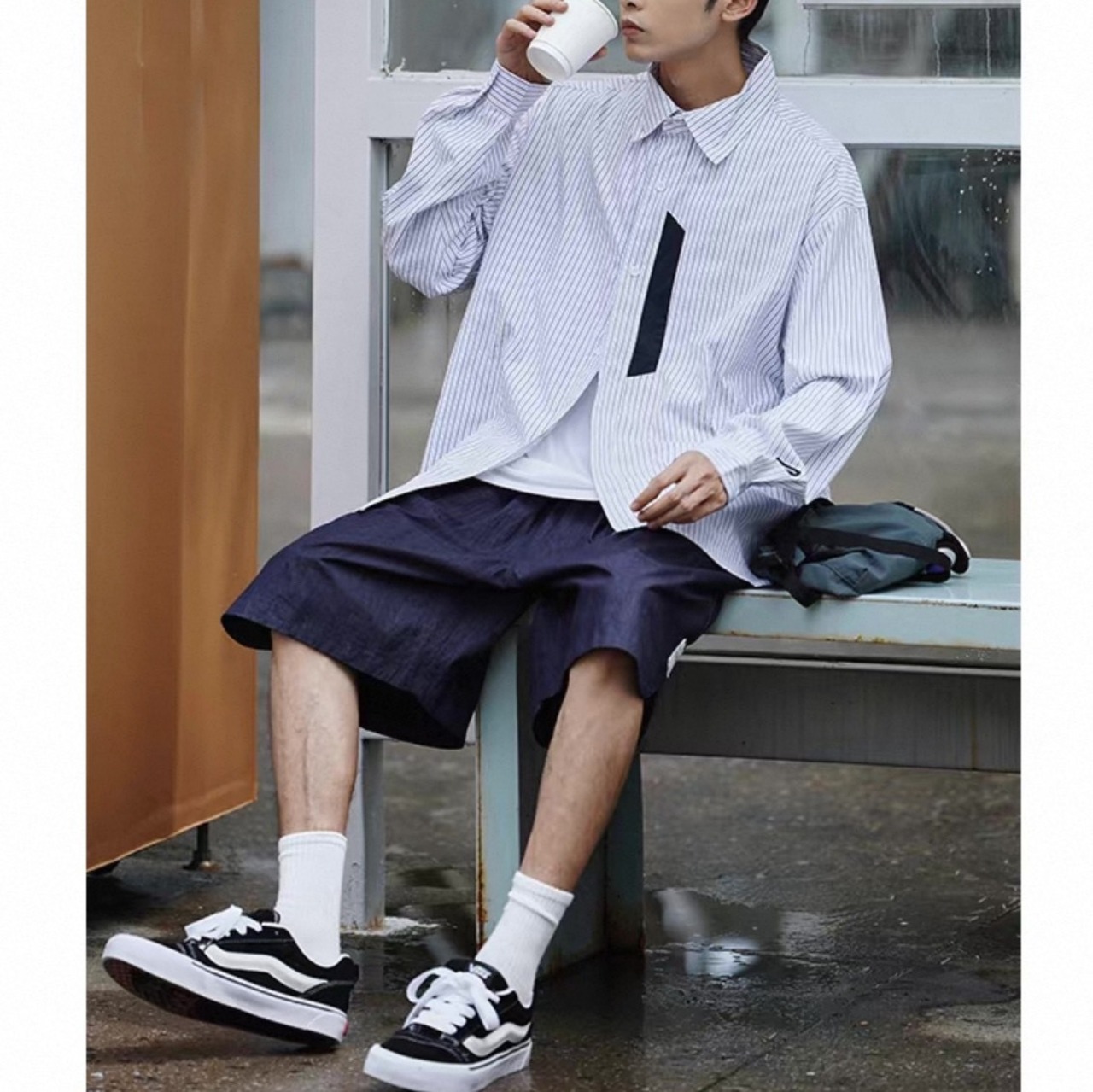 Stripe design casual shirt 1338 - 7