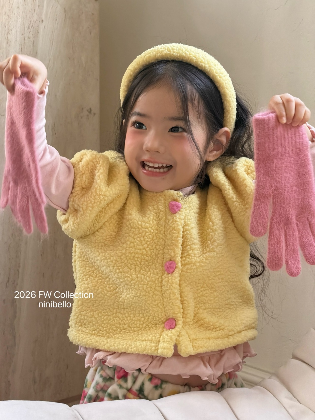 ニニベロ / ninibello / メレンゲハート半袖カーディガン / 韓国子供服 / キッズ / 26winter〖取寄〗*XS~XXL*