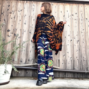 美シルエット薄手ニットワイドパンツ