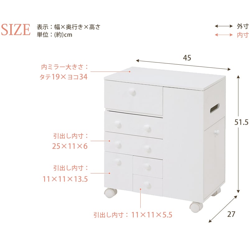 ドレッサーワゴン コスメワゴン コスメボックス メイク道具 収納