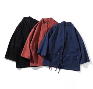 和風 レディース トップス ルームウェア カーディガン 部屋着 羽織 前開き 7分袖 Vネック 紐 シンプル カジュアル 上品 こなれ感 ラフ 個性的 存在感 ナチュラル 無地 春 夏 ママ 10代 20代 30代 40代 お出かけ イベント 公園 休日 楽ちん 普段使い M L XL 2XL 3XL 4XL 5XL 大きいサイズ 青色 赤色 黒 ブラック ブルー ワインレッド カラバリ