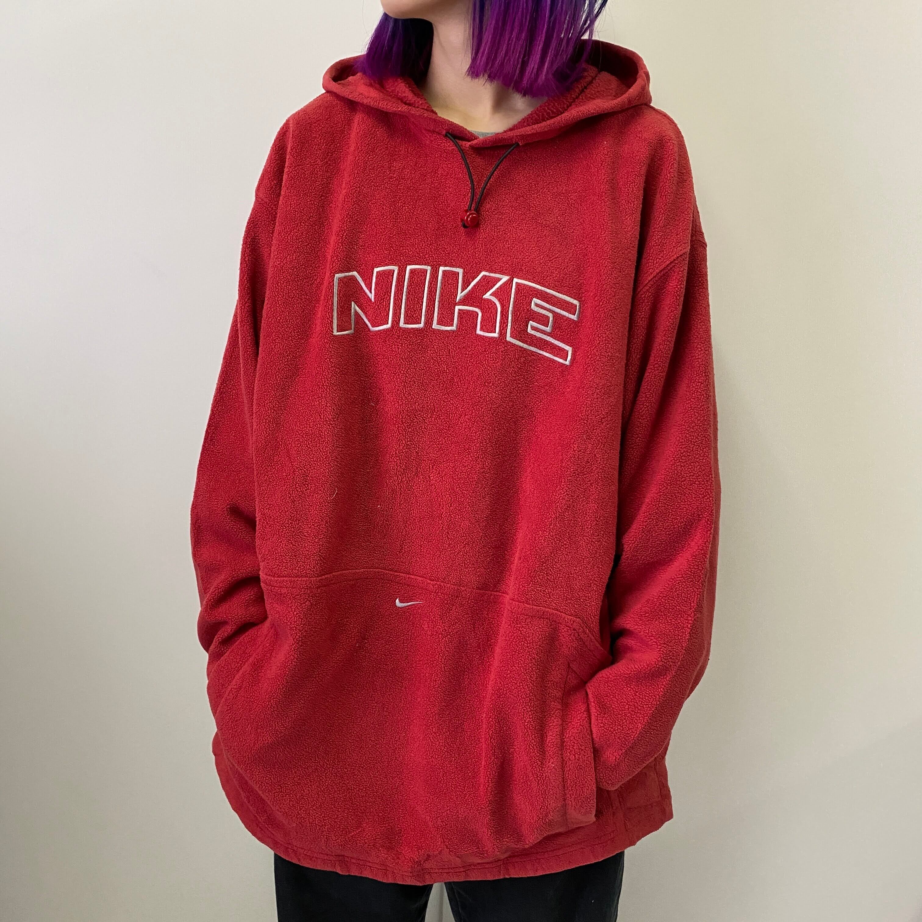 NIKE ナイキ スウォッシュ ロゴ刺繍 フリースパーカー メンズXL 古着 レッド 赤 センターロゴ スウォッシュ刺?【パーカー】【HA10】 |  cave 古着屋【公式】古着通販サイト