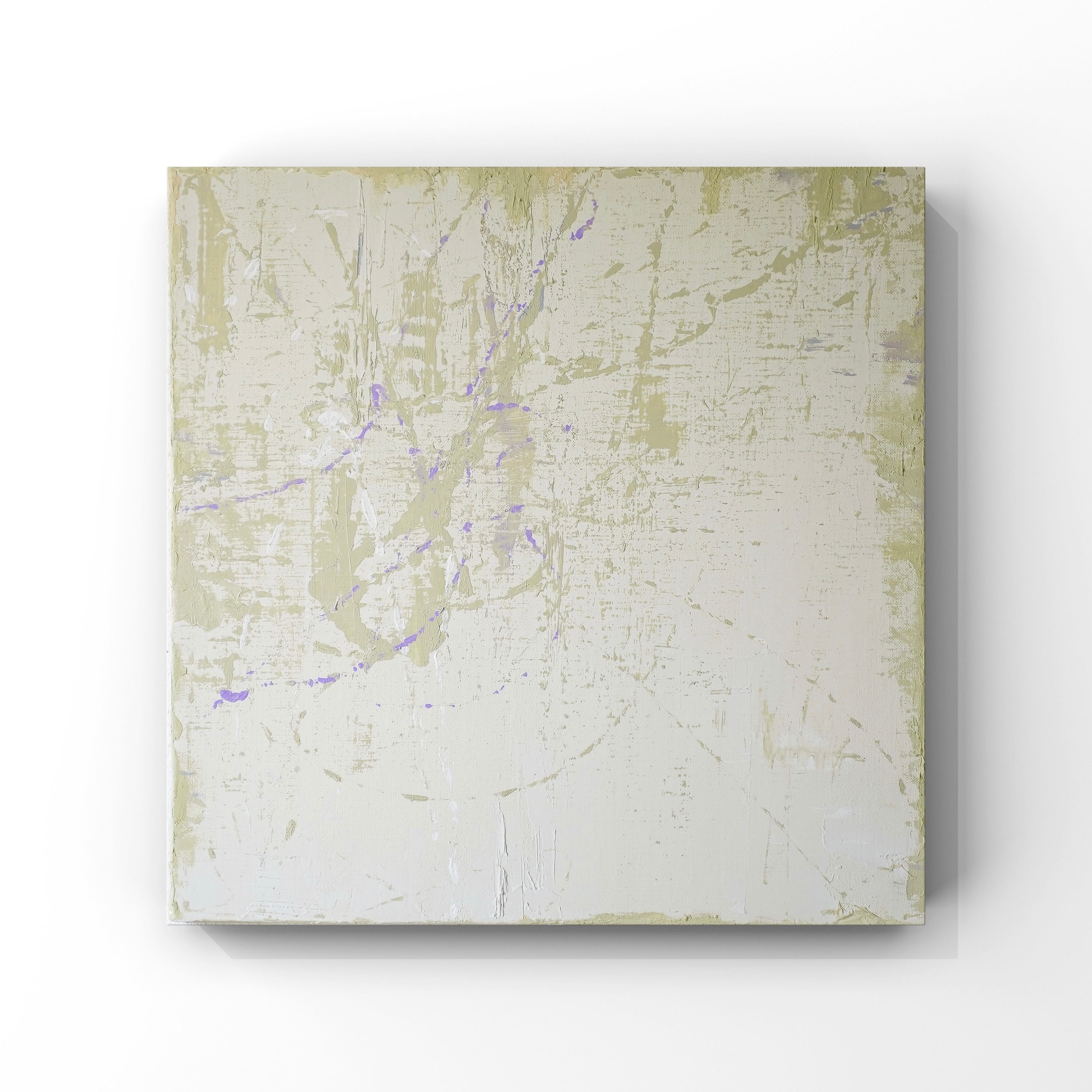 【mood】抽象画 正方形(410×410mm) S6 ベージュ ホワイト