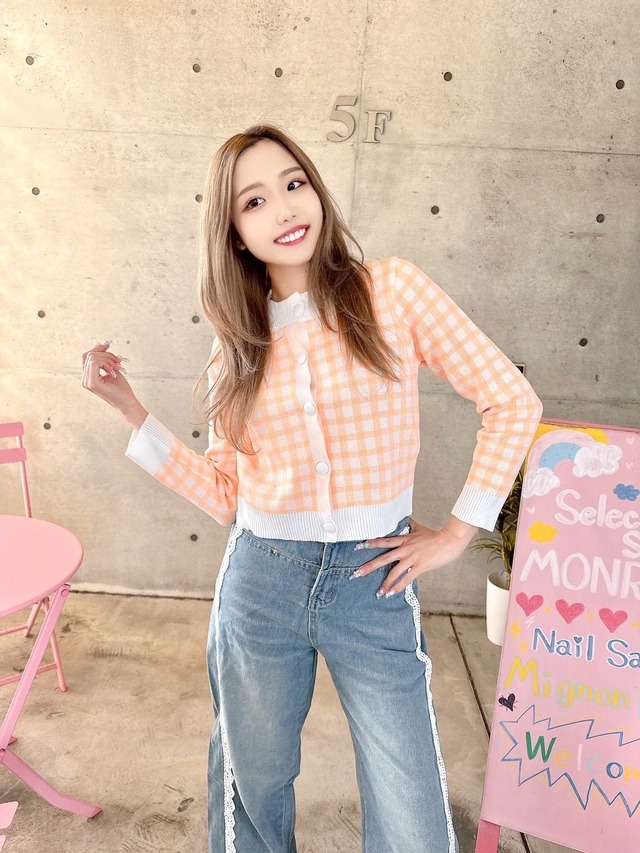 チェックカーディガン♡/韓国/レディースファッション/可愛い/おしゃれ/ラフ/可愛い/カジュアル/グレー/裏起毛/秋/冬（1-196）