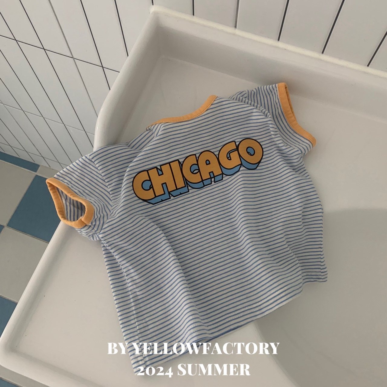 【 yellow factory】CHICAGO Tシャツ 80〜120cm ブルー 240707 - 7
