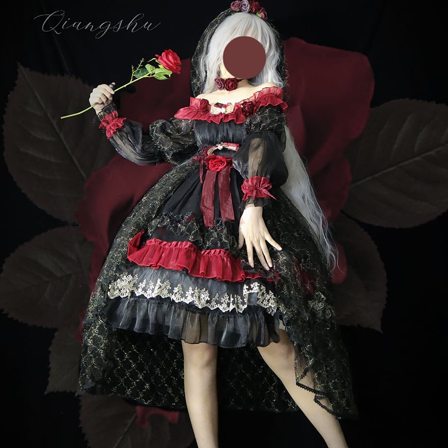 ゴスロリ ドレス セットアップ フリル レイヤード イベント コンカフェ衣装 パーティ衣装