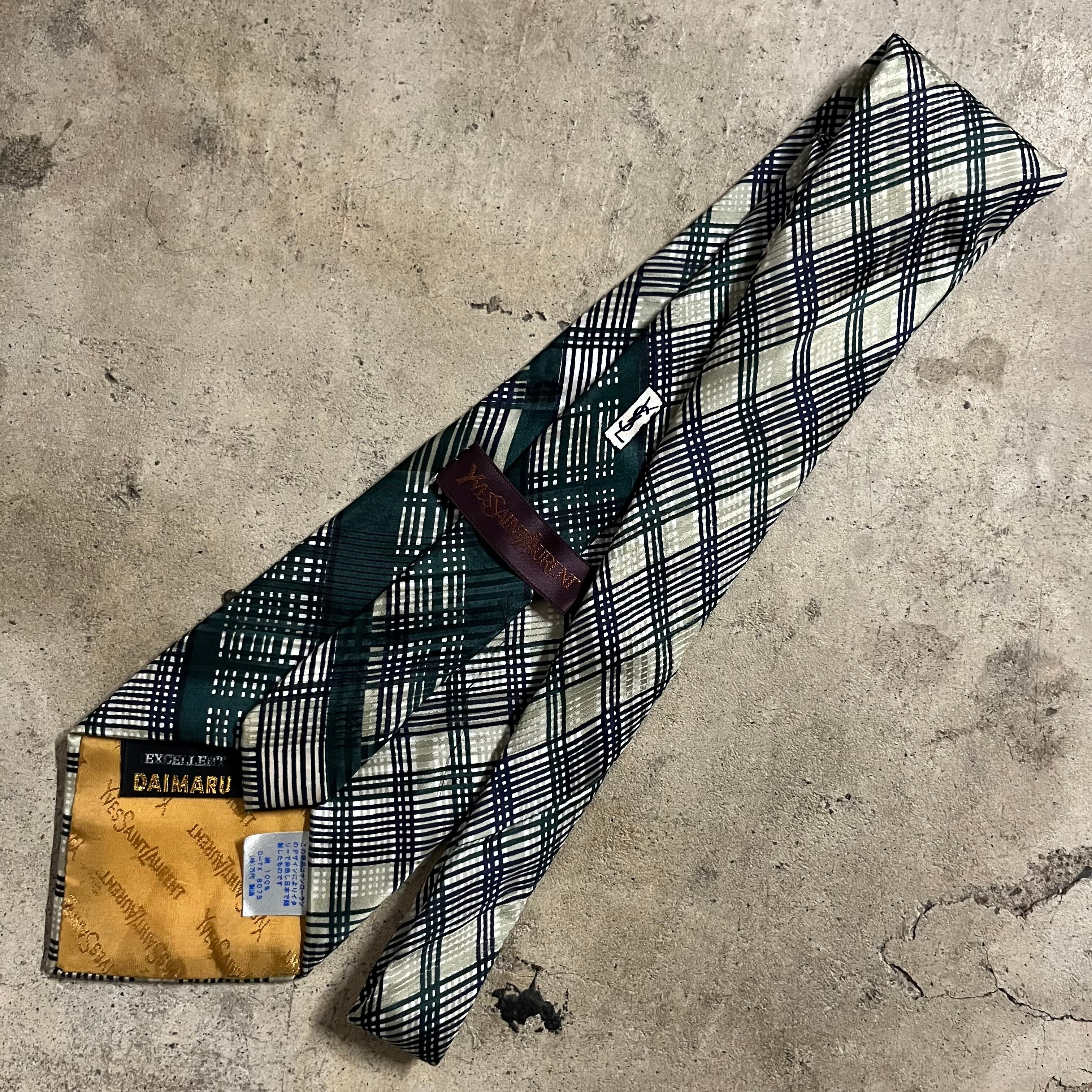 Yves Saint Laurentcheckpattern silk necktie/イブサンローラン
