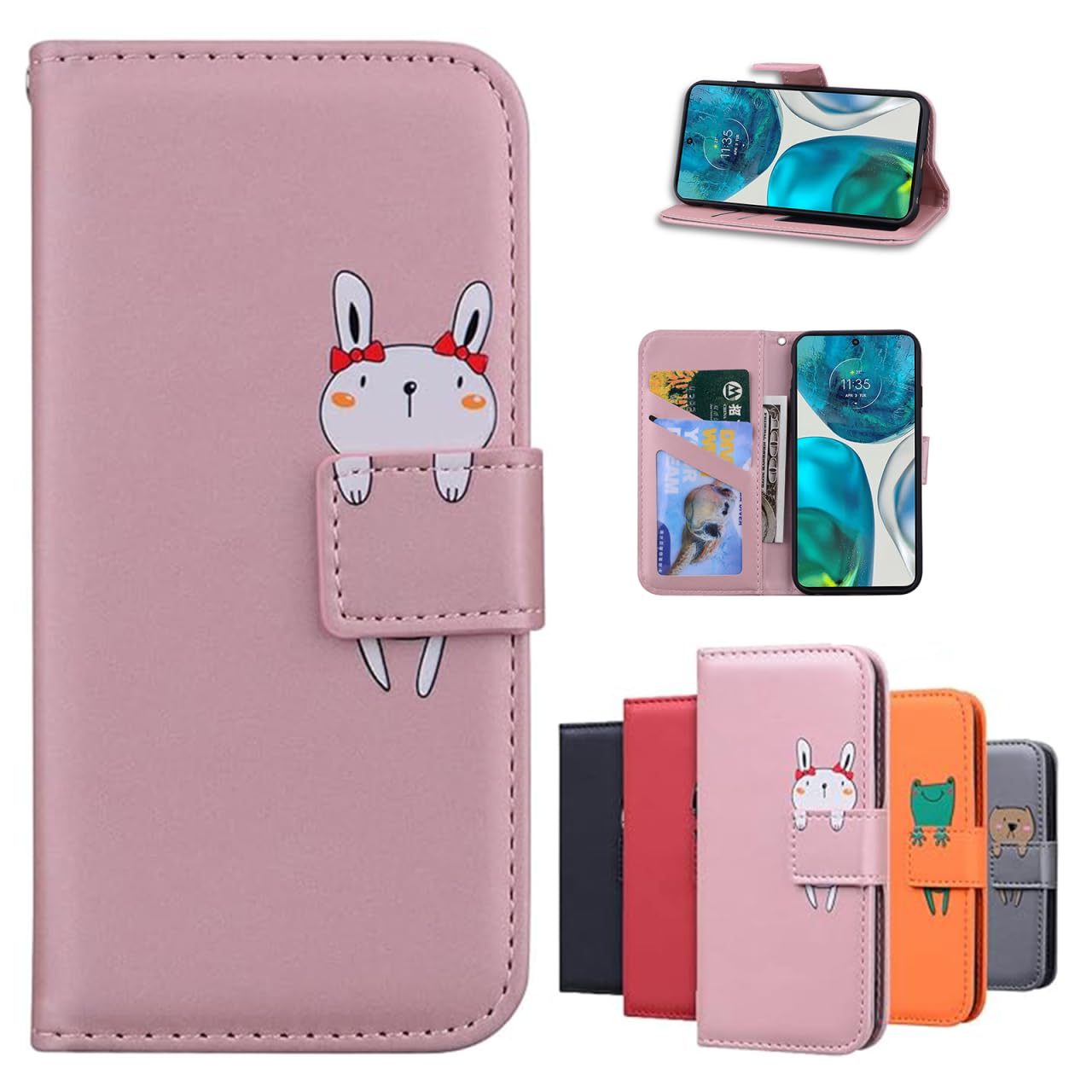 TEDTIKJT 適用 nubia S2 a504zt ケース 手帳型 財布型 nubia s2 スマホケース 可愛い 携帯カバー ピンクのバニー