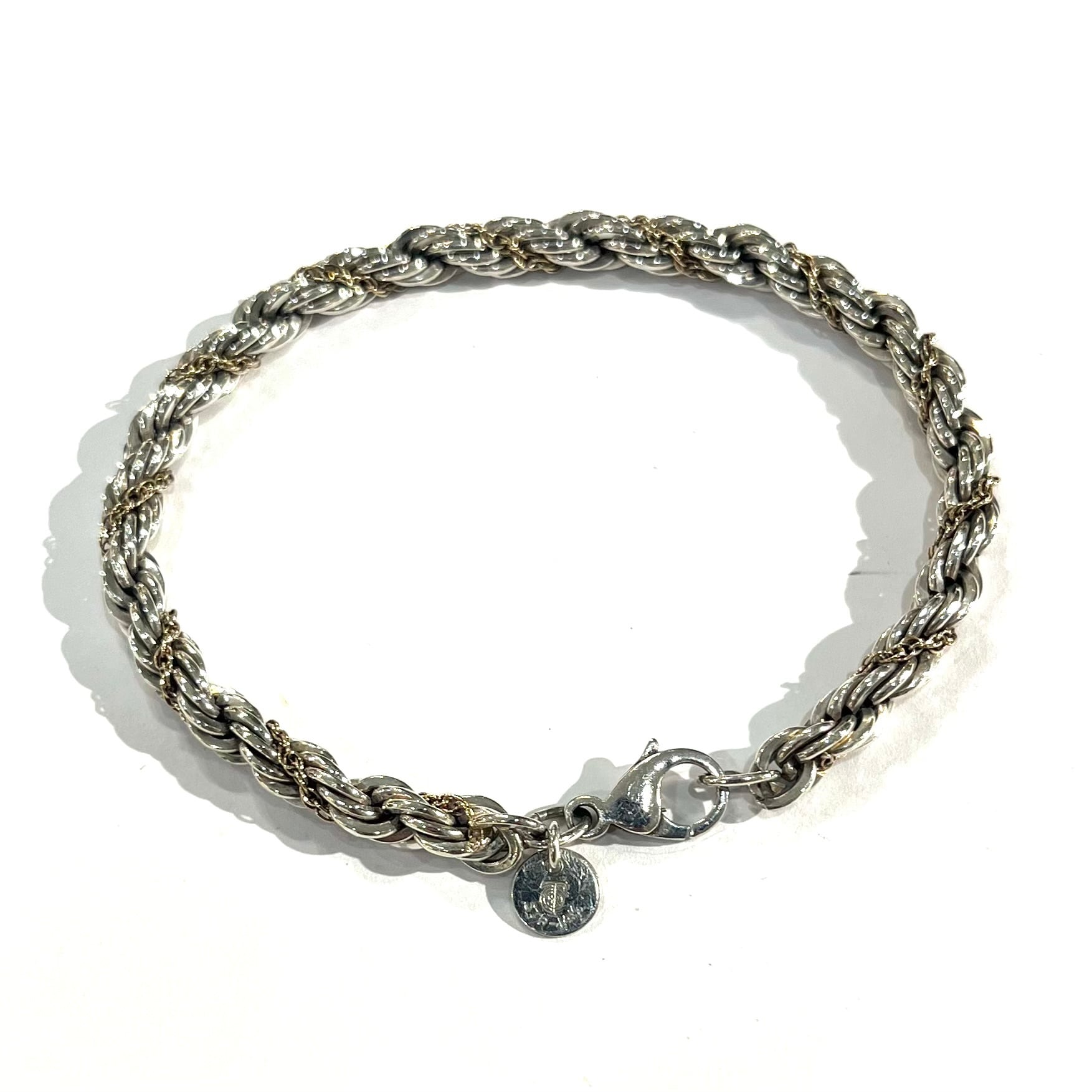 Vintage Tiffany ツイスト スクリュー ロープチェーンブレスレット TIFFANY & CO.】2968silver925×14k ツイストスクリューチェーン