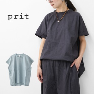 prit [プリット] コットンリネンワッシャー中白染めショートスリーブコクーンチュニック  [P82620] ショートスリーブ・ワイドTシャツ・オーバーサイズ・ゆったりサイズ・コクーンシルエット・ヴィンテージ・LADY'S [2026SS]