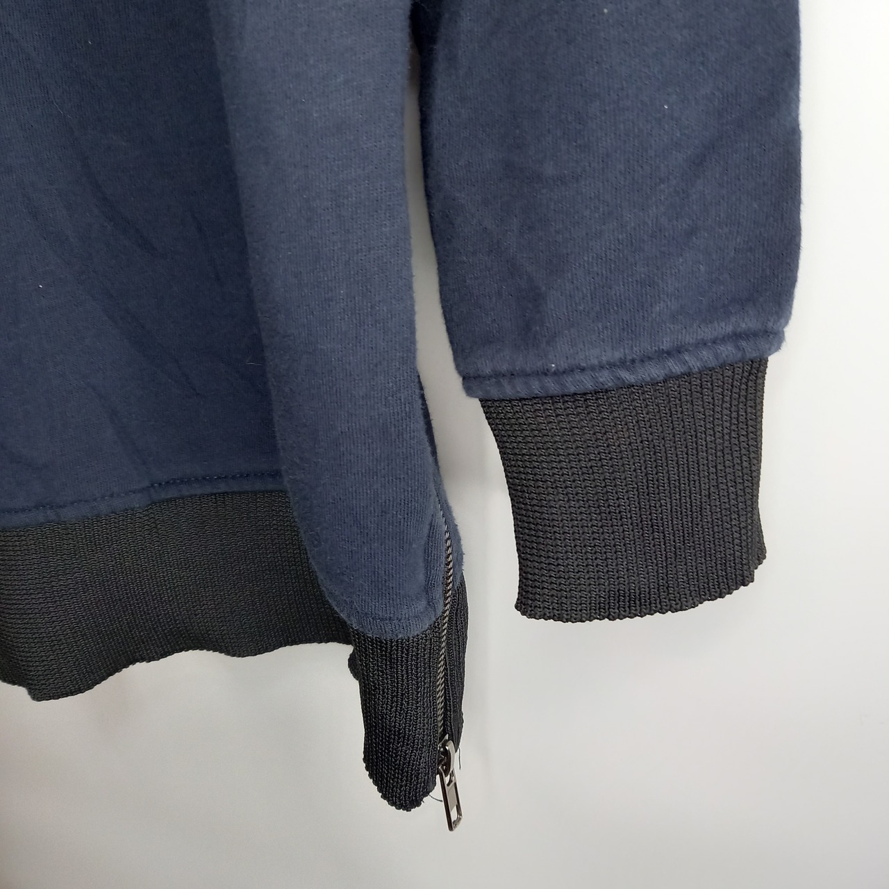 21MEN　クルーネック　裾ジップ　スウェット　トレーナー　無地　ネイビー　M