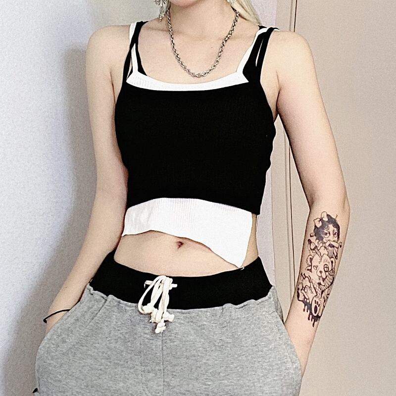 サマートップス ブラックホワイトスリム 夏物 ケッペル66366544768