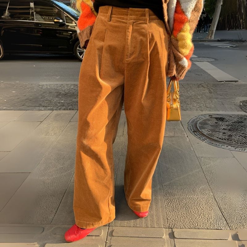 Corduroy wide leg pants 00502