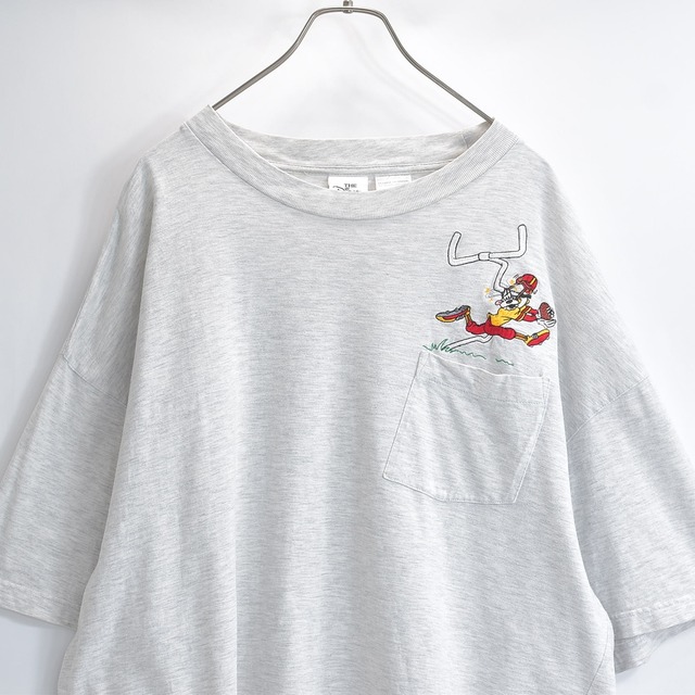 90s ディズニーストア THE Disney STORE 半袖 ポケットTシャツ 刺繍 グーフィー アメフト サイド切替 キャラクター USED ヴィンテージ ビンテージ 古着 メンズ XXLサイズ