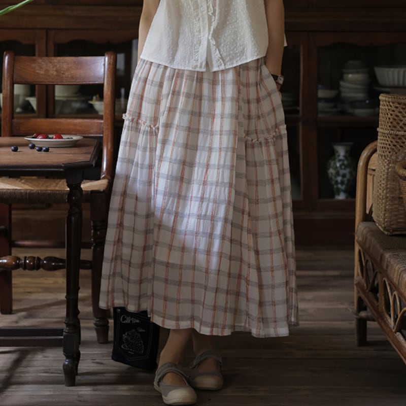 チェック柄Aラインスカート M1676