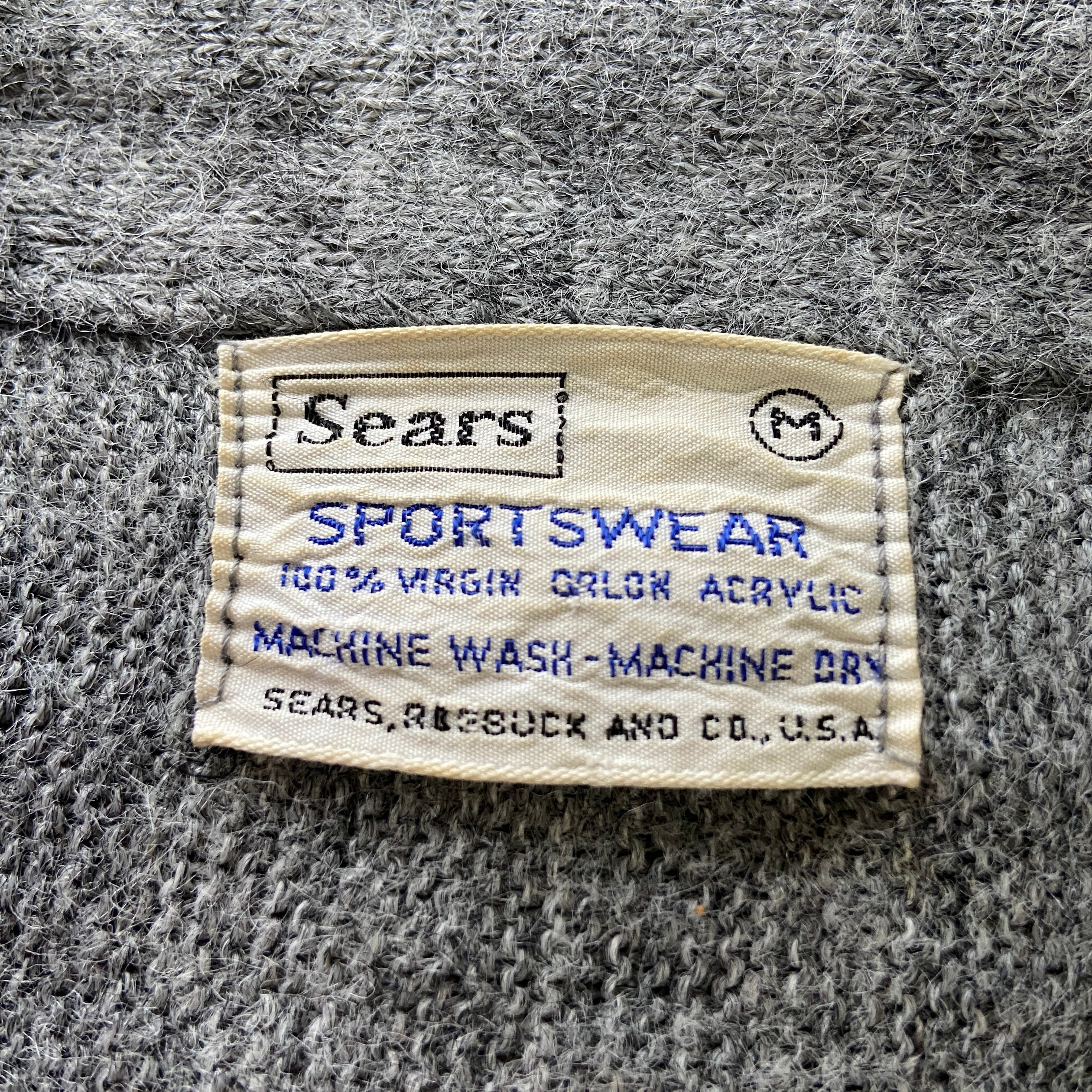 60年代 Sears シアーズ 無地 アクリルニットカーディガン メンズM 古着