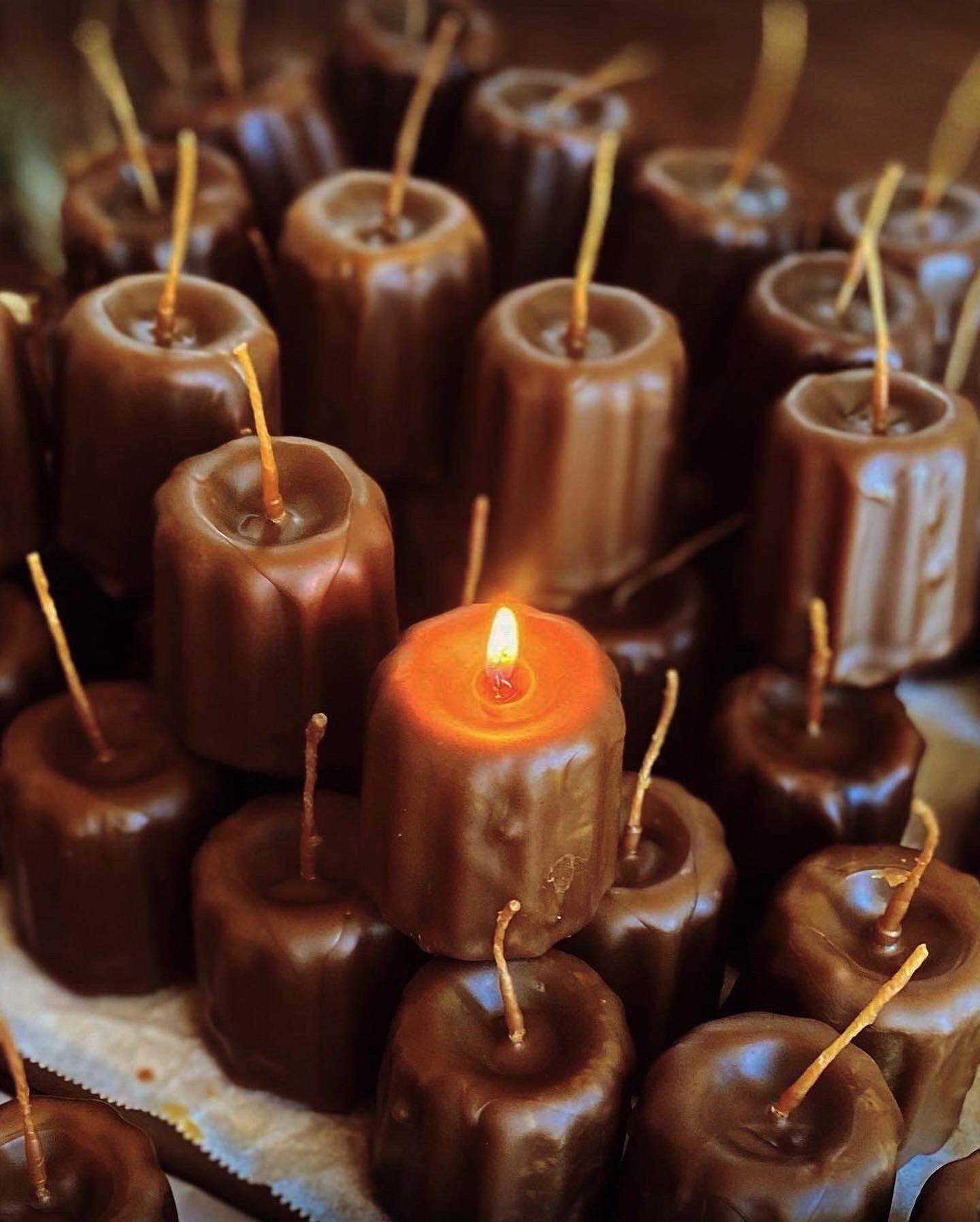 展示のみ-蜜蝋ミニカヌレキャンドルセット3点セット 売り切れのため