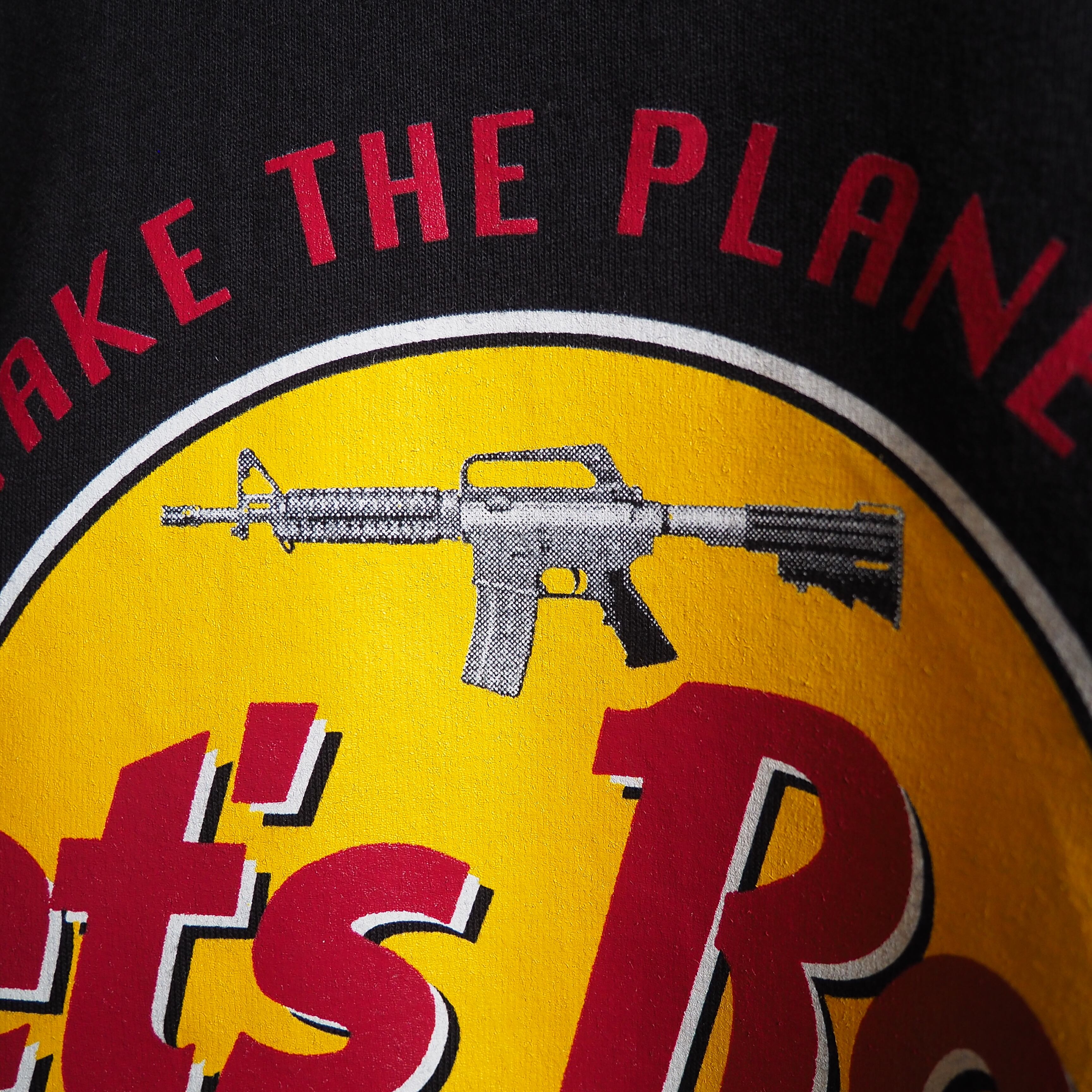 ” Let's Rock CAFE ” SMG printed Black Over silhouette Tee