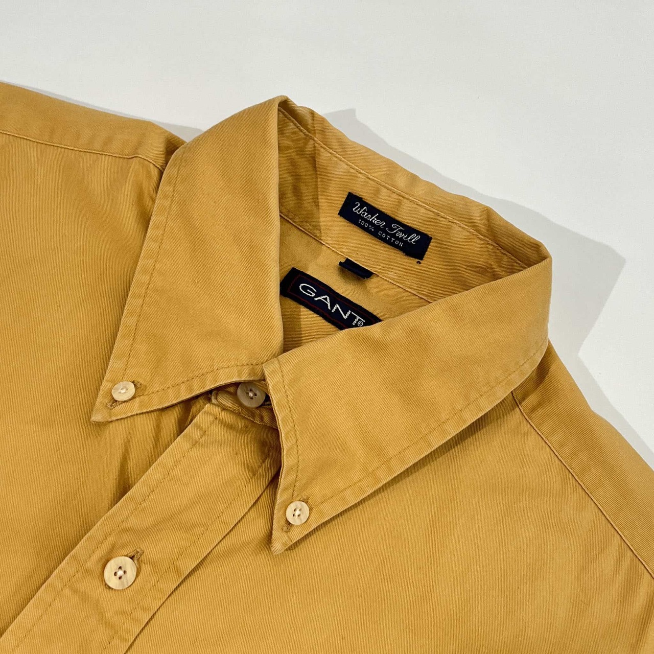 90s GANT ガント Washer Twill BD ボタンダウン 長袖シャツ L/マスタード系 メンズ VAN JAC ビンテージ