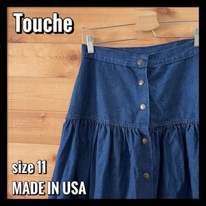 【Touche】USA製 デニム ロングスカート スナップボタン サイズ11 US古着 アメリカ古着