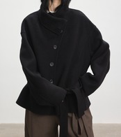 カシミヤ混ウール ハイネックショートコート