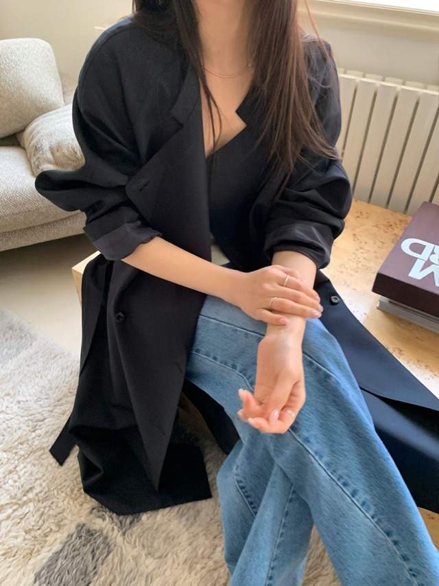 Oversized V-Neck Double Jacket