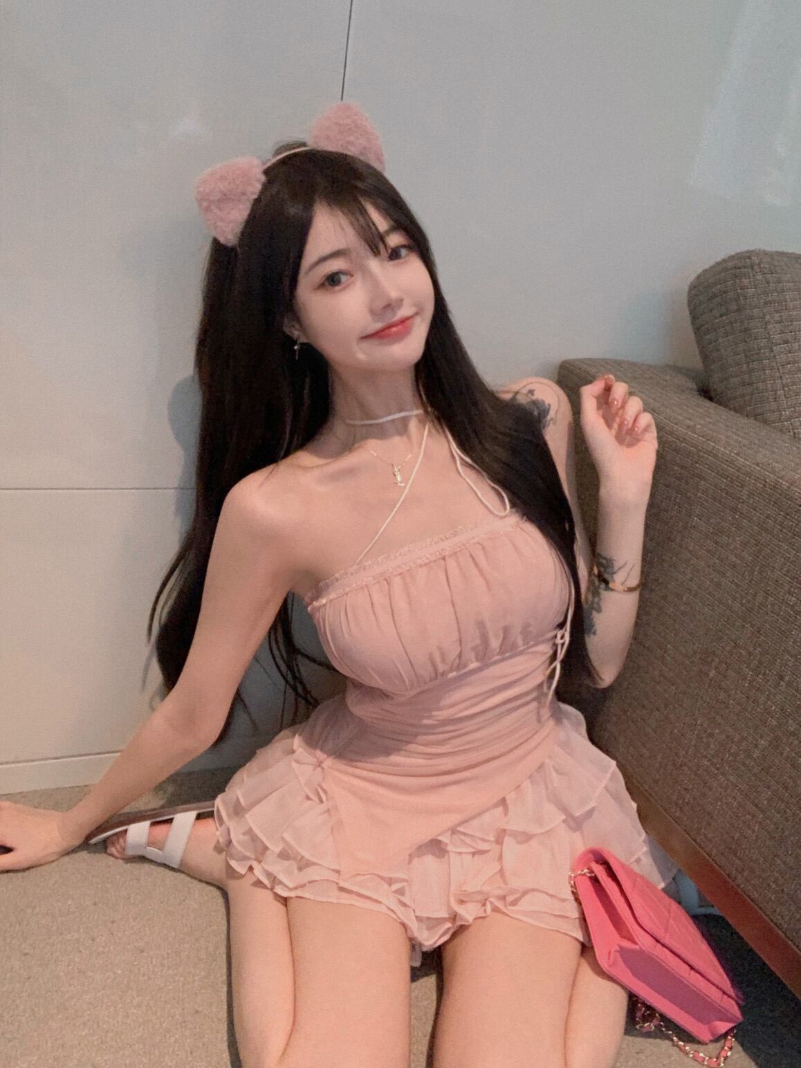 レースメッシュシフォンシャツ レディースサマー薄手 ロング ピンク 大人ガーリー スウィート キュート カジュアル 夏物 ブラックストロベリース62277308802