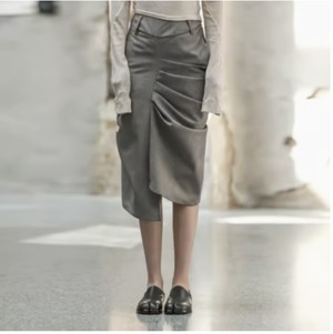 Designer irregular pleated OL skirt-デザイナープリーツOLレディーススカート