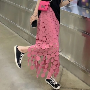 pink design lace skirts <d100144>