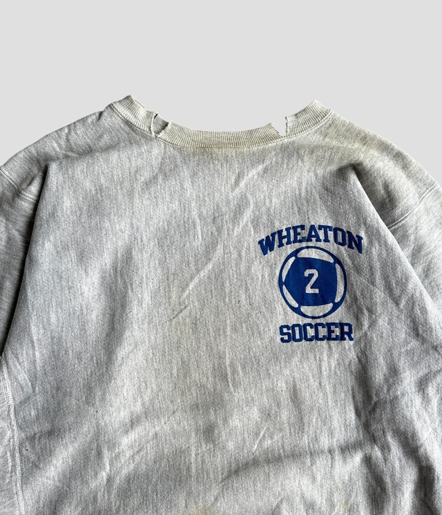 -Champion- Vintage 90s L Reverse Weave Sweat WHEATON SOCCER