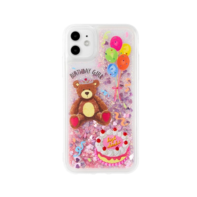 [HIGH CHEEKS] Happy Birthday Teddy Bear Glitter Phonecase 正規品 韓国 ブランド 韓国代行 携帯ケース