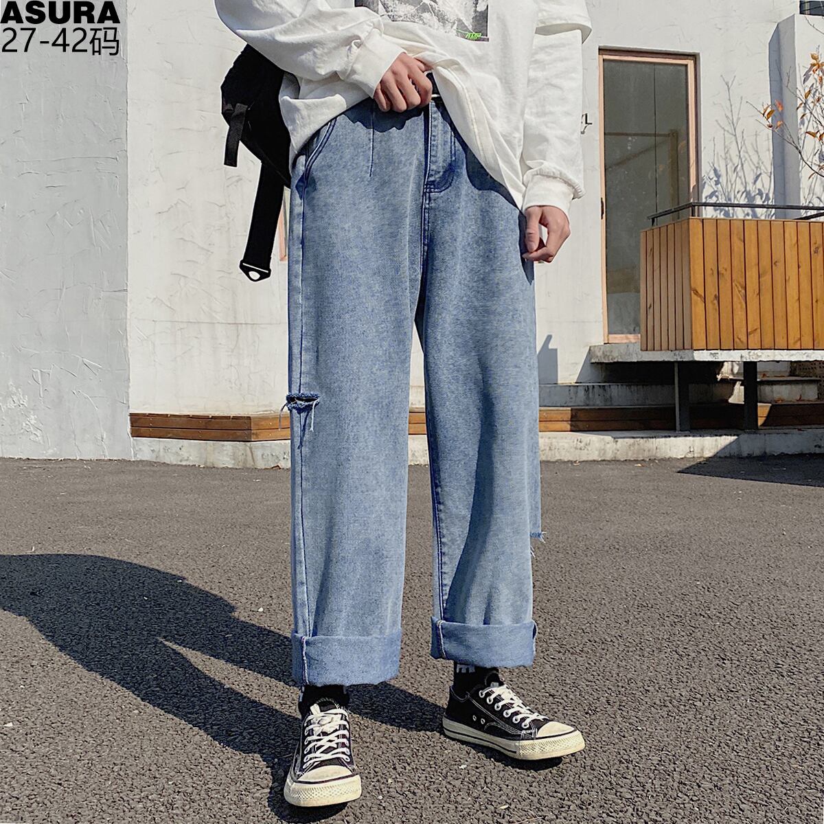 ジーンズ ルーズカジュアルスプリング ストリート 大きめサイズ 春物 ASURAプラスサイズメンズ66870745663