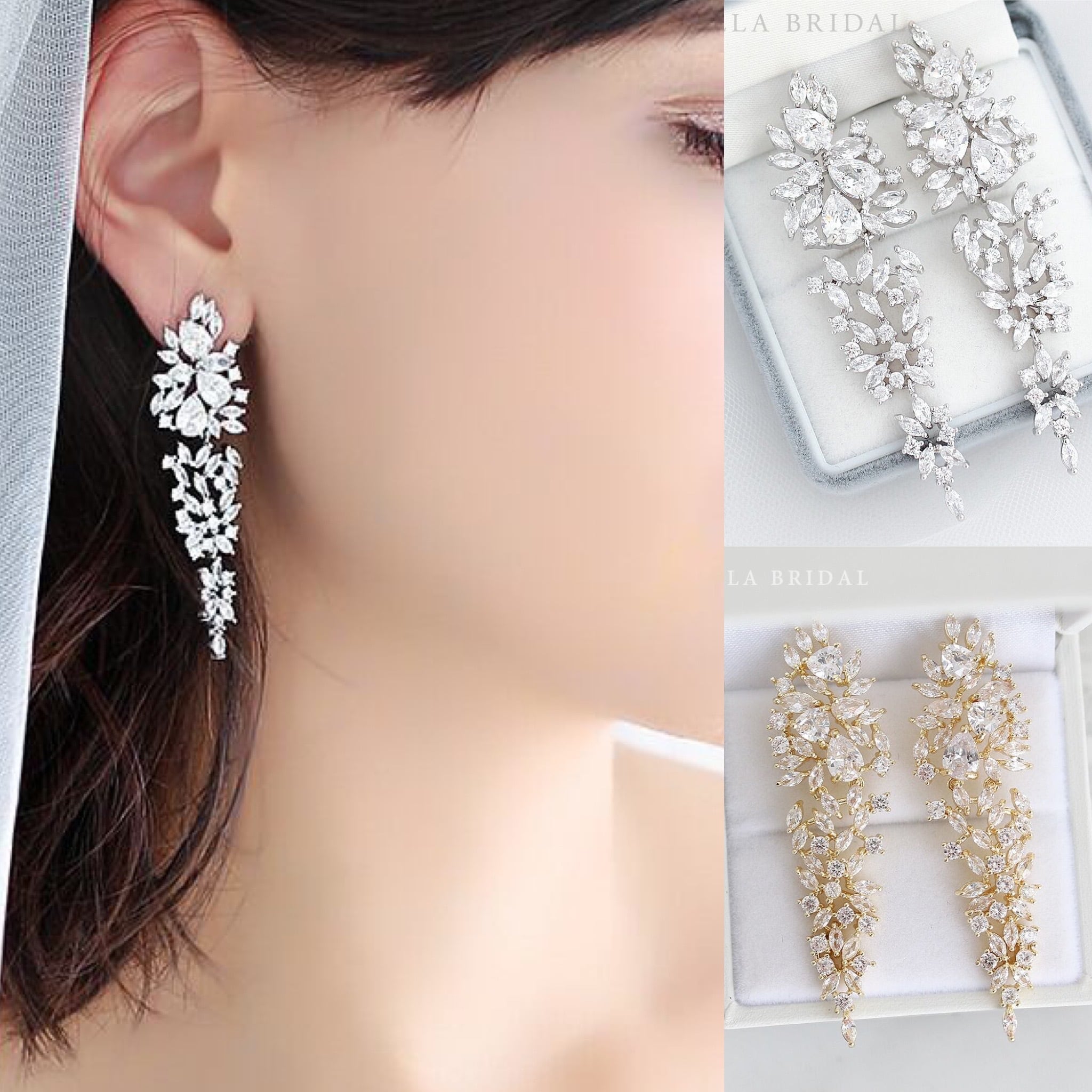 キュービックジルコニア ブライダルピアス Madelison - マディソン | STELLA BRIDAL -  オシャレ花嫁さま御用達ウェディングアクセサリーショップ ＜ステラブライダル＞