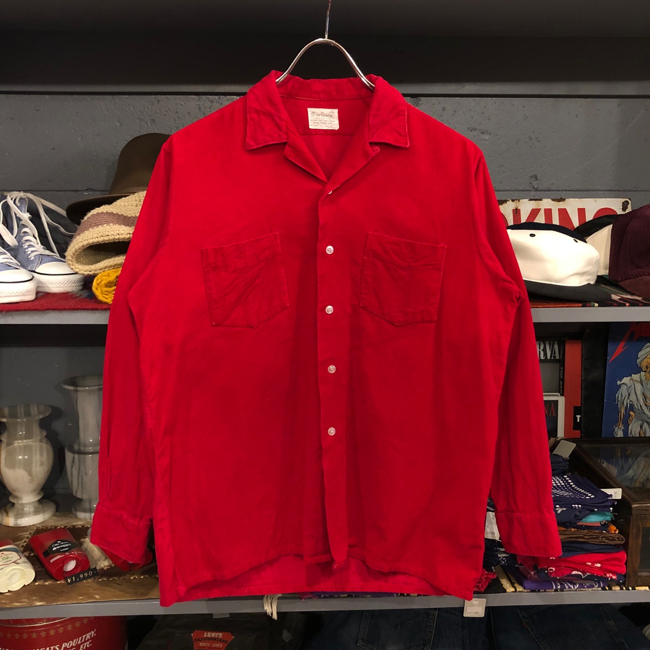 60s Marlboro L/S Corduroy Open Collar Shirt | VOSTOK