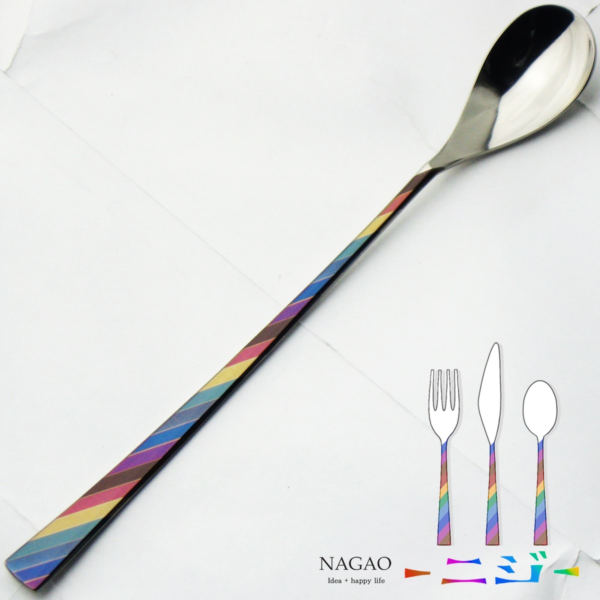 ニジ- パフェスプーン 19.2cm 18-8ステンレス 多重発色 | 有限会社ナガオ