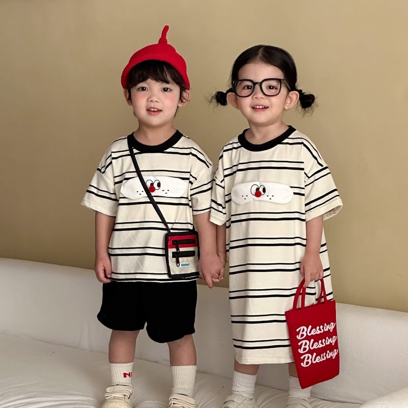 BABY&KID】ペット柄ボーダーセットアップ/ワンピース | Betty