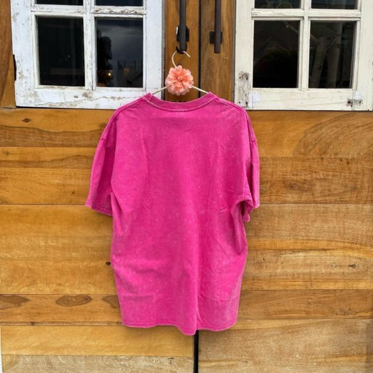 TOPANGA Lady's　ピグメントダイグラフィックTシャツ　MALIB BEACH　 ピンク　ロゴ　マリブビーチ　カットソー　M　L　XL　メンズ　レディース　ユニセックス