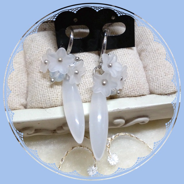 【イヤリング】白花雫