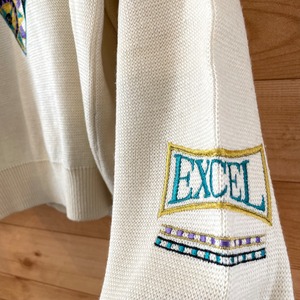 【KINGSLORD】韓国製 デザインニット セーター 刺繍 EXCEL 個性的 古着