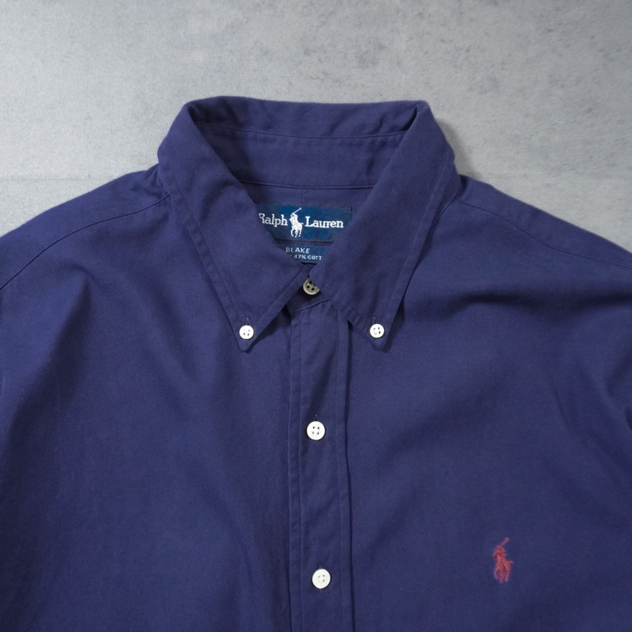 90s Ralph Lauren SILK COTTON shirt BLAKE NAVY XL 古着 - 4