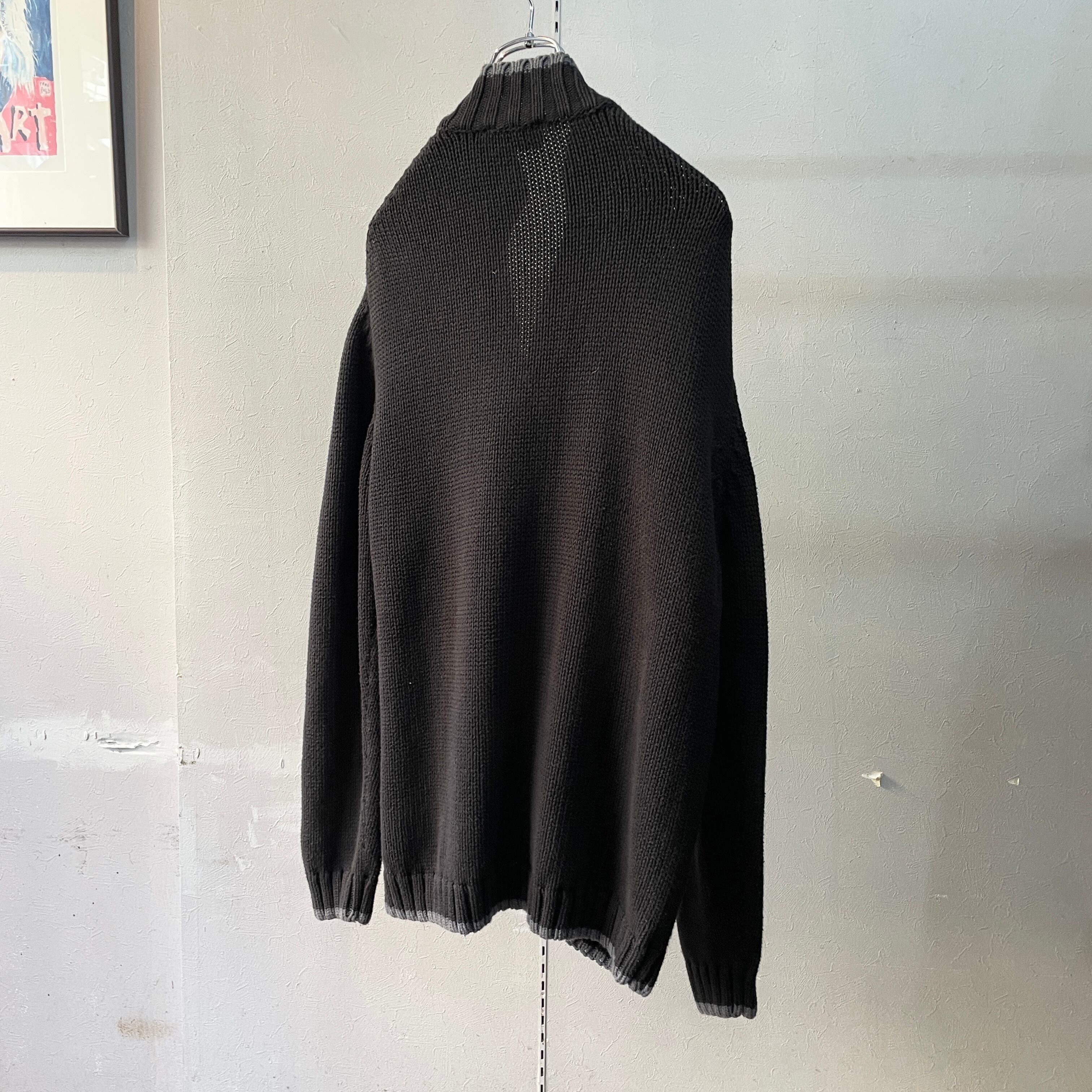 90s イヴサンローラン ドライバーズニット コットン ブラック M