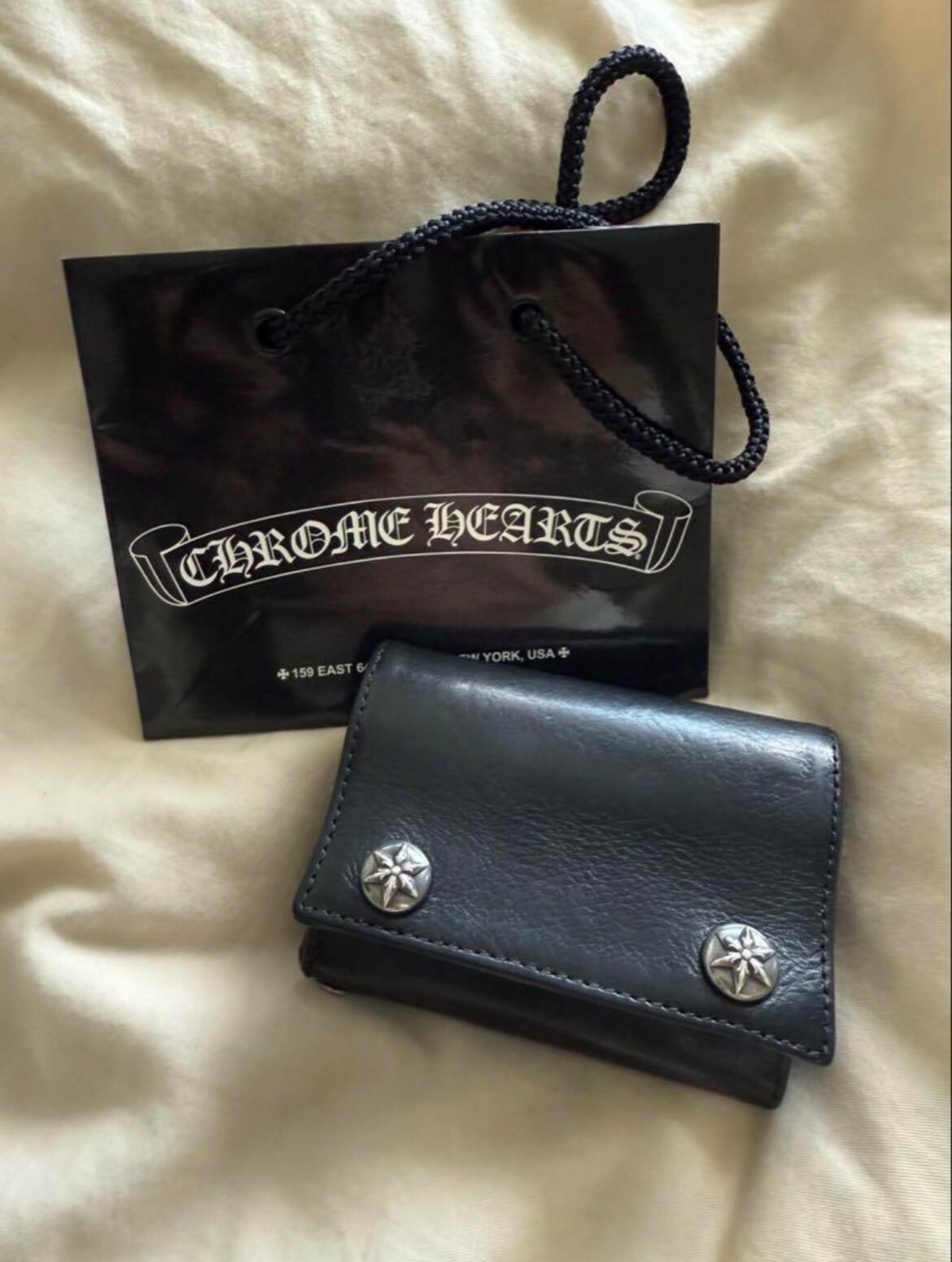 CHROME HEARTS クロムハーツ 3フォールド スターボタン ブラック 