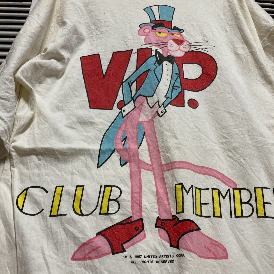 キャラ Tシャツ ビンテージ 古着 白 ピンクパンサー VIP クラブ カジノ