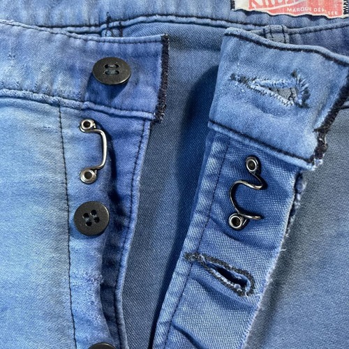 50-60s フェード フレンチワーク モールスキン ブルー パンツ W35 詳細写真10