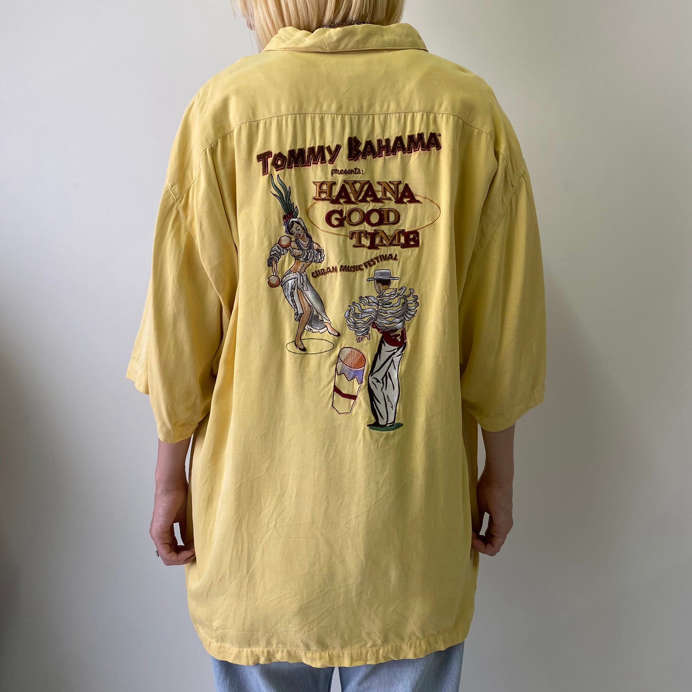 Tommy Bahama トミーバハマ 半袖 シルク バック刺繍 開襟 アロハシャツ 