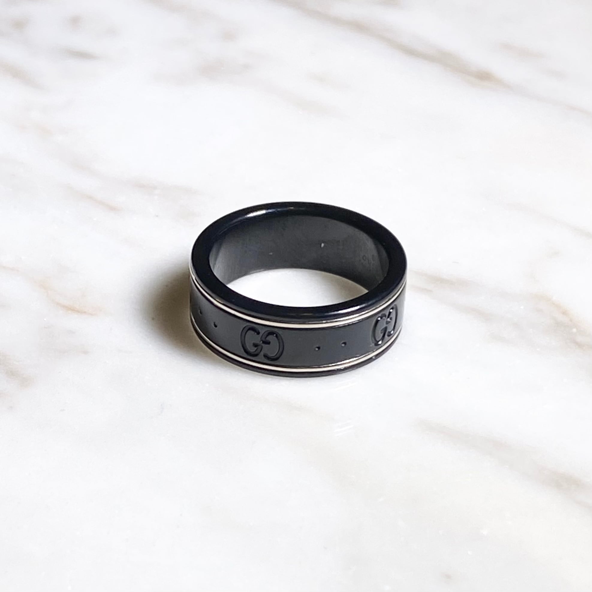 GUCCI black corundum×K18wg band ring “icon ring” | NOIR ONLINE