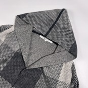 カシミヤ100% PLATINUM mei-mei プラチナムメイメイ ヘリンボーン柄 フーデッド コート 羽織 M/グレー系 レディース