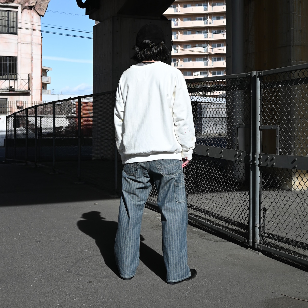 BOWWOW(バウワウ) AIRBORNE加工スウェット、40〜50年代ワークパンツコーディネート