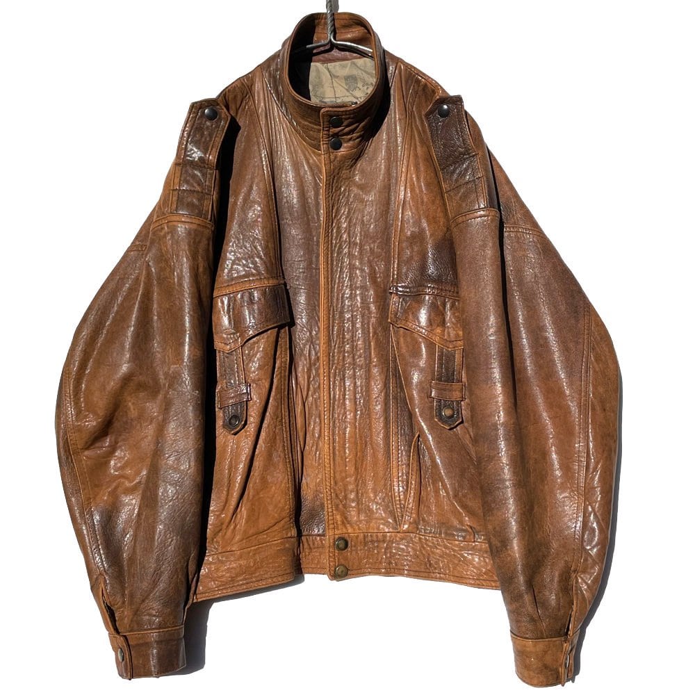 ESPIONAGE] Vintage Drop Shoulder Leather Jacket [1980s] Vintage